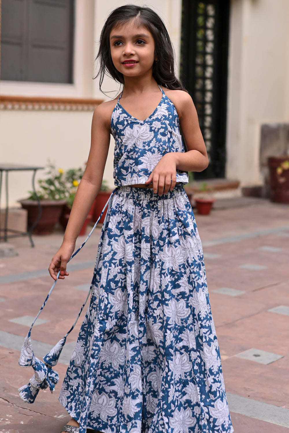Indigo Girl Kid Halter Top and Long Skirt |  Custom Gowns | Made To Order