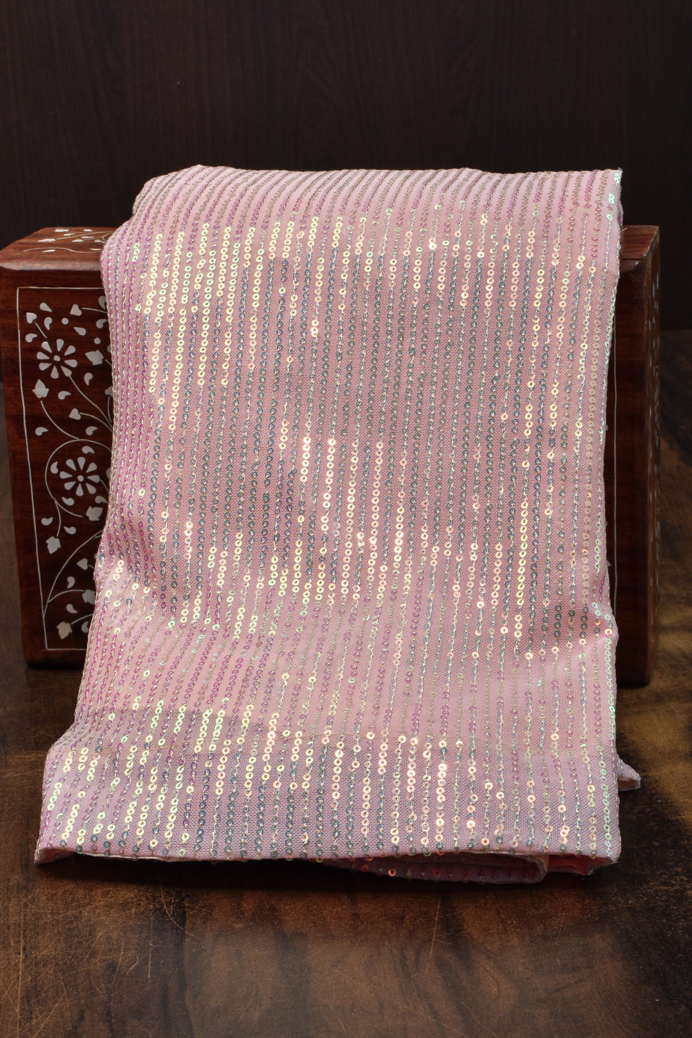 Pearly Pink Sequins Saree in net
