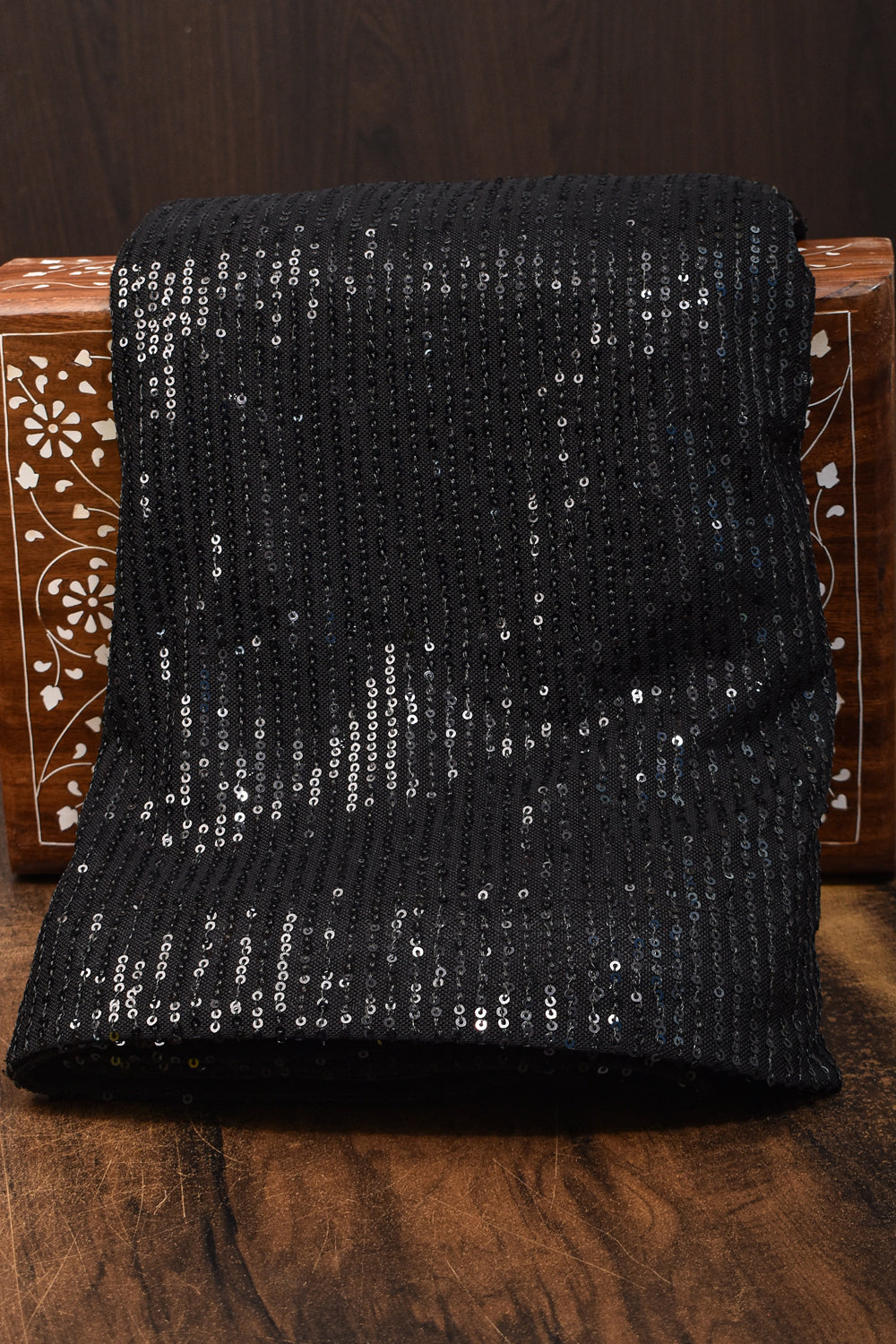 Black Sequins Saree in net