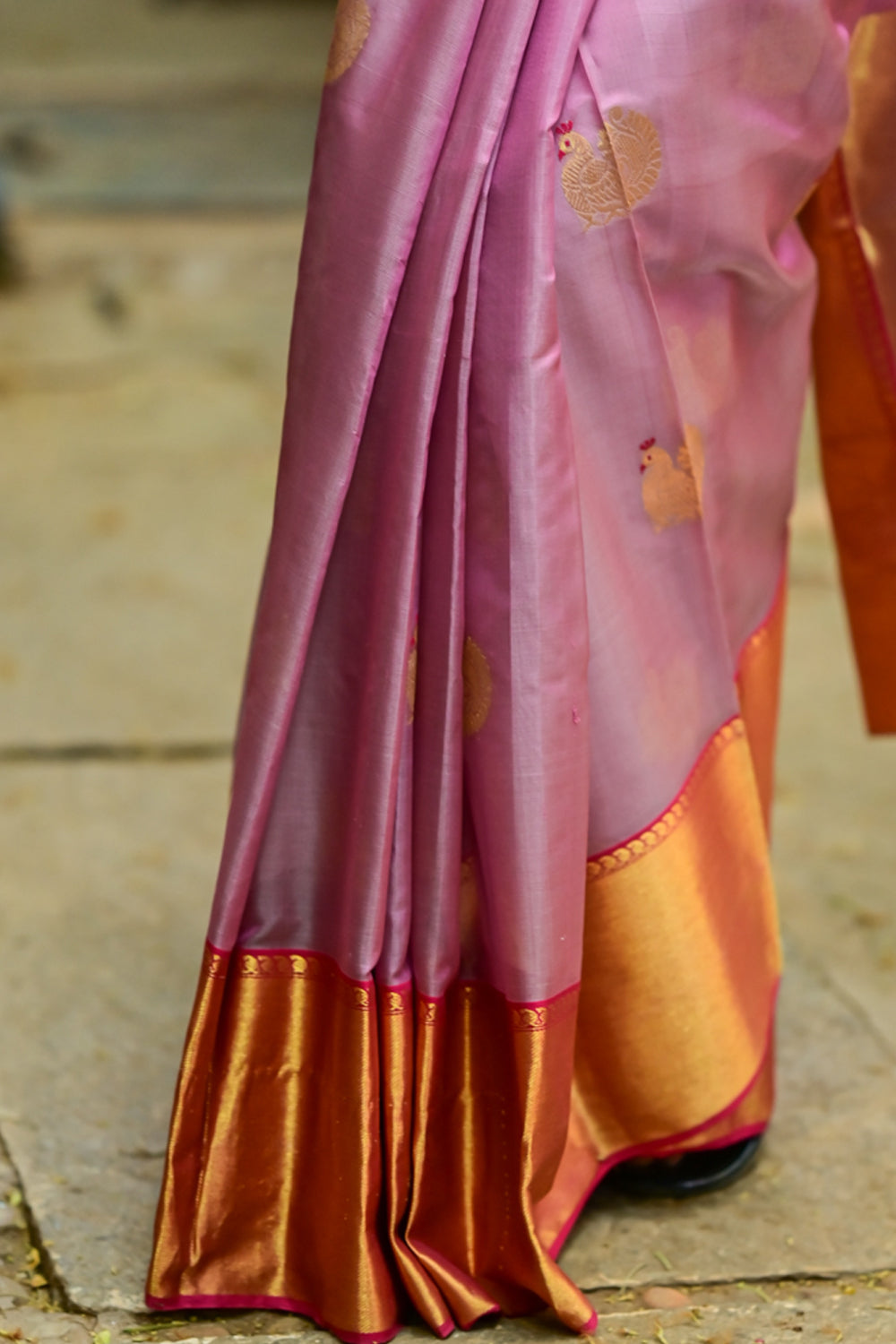 Rich Brown Traditional Printed Chanderi Silk Saree – Chinaya Banaras