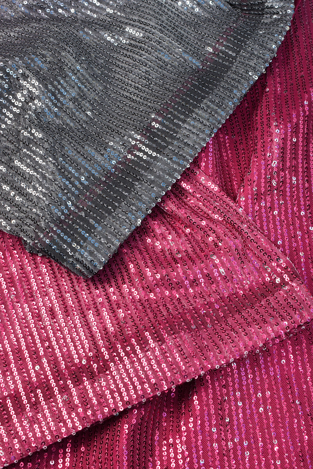 Ombre Shaded Sequin on net Saree in Gray and Magenta