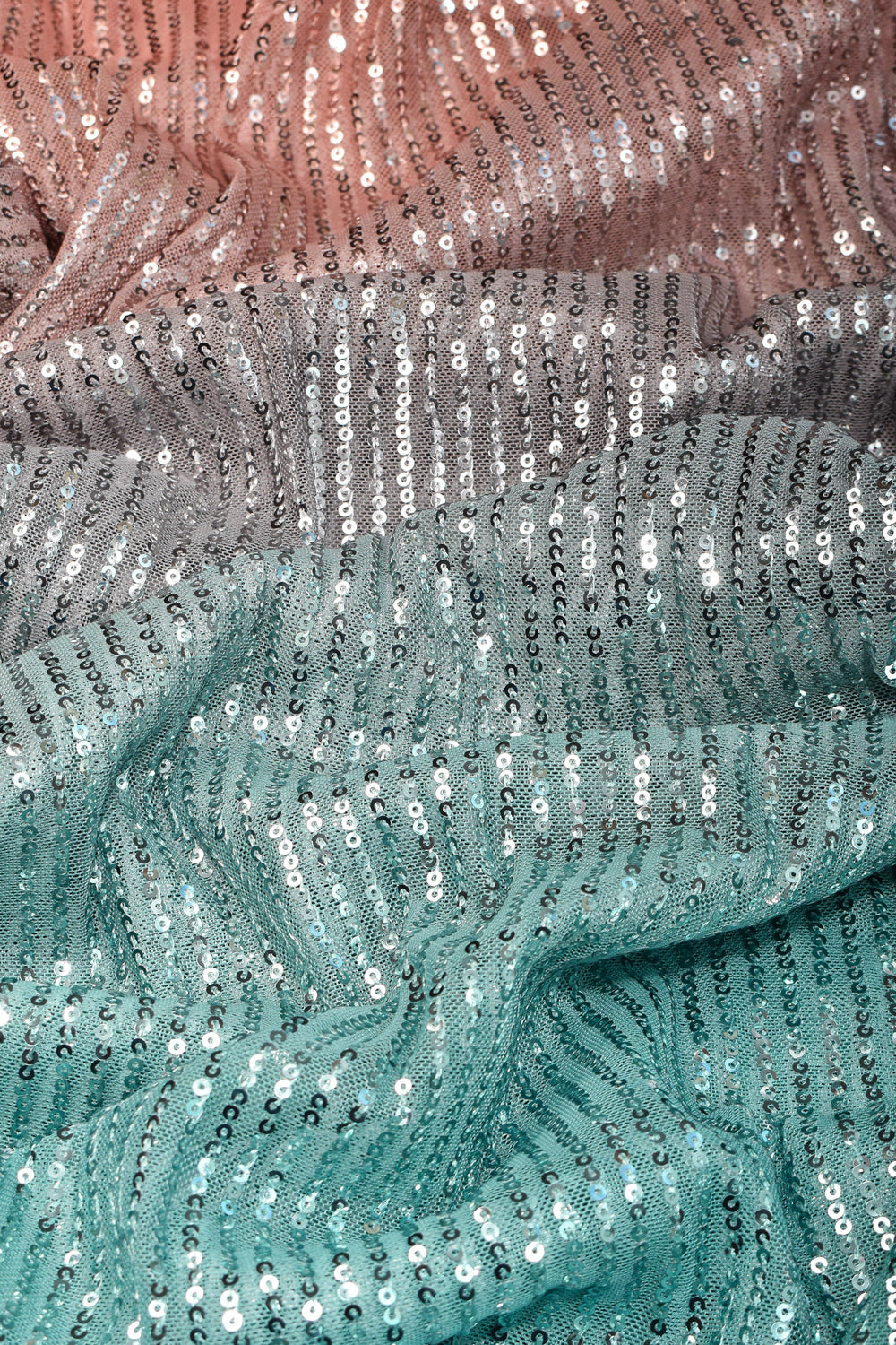 Ombre Shaded Sequin on net Saree in Peach and Ice Blue