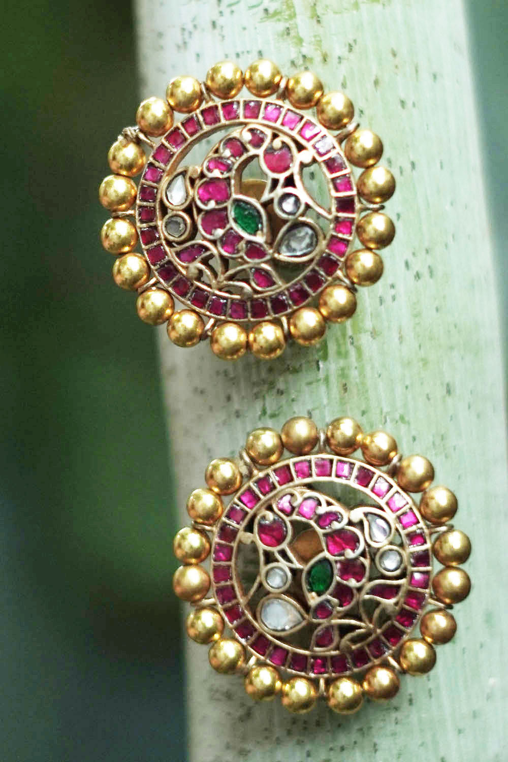 Zircon stones gold plated studs