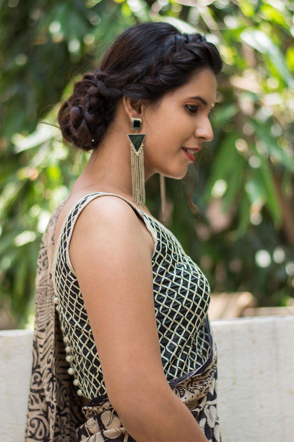 Black and gold gota work blouse - House of Blouse