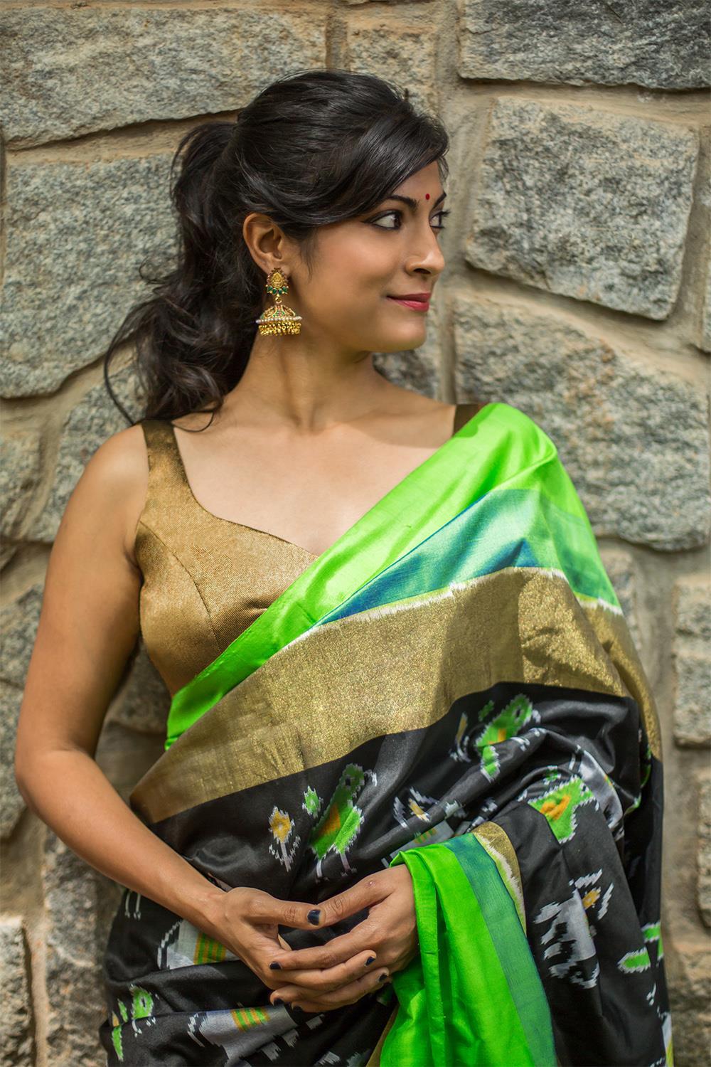 Gold brocade sweetheart neck blouse